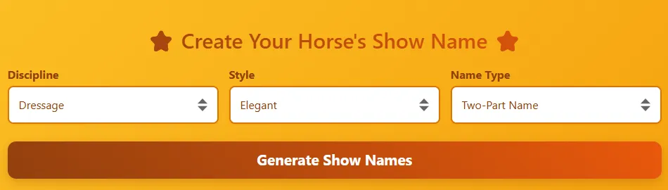 Horse Show Name Generator tool